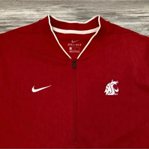 Washington‎ State Cougars Nike Dri-Fit 1/2 Zip Red Fleece lined size L - Picture 2 of 10